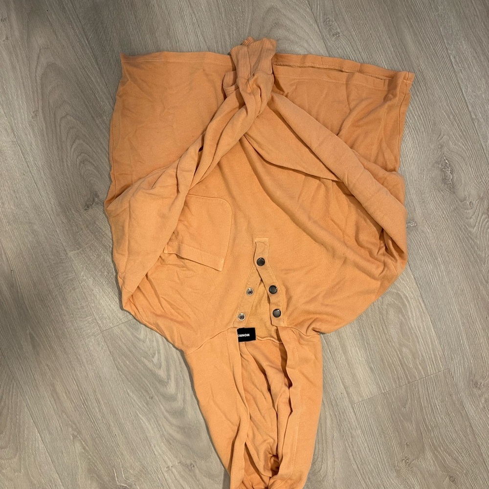Monrow Orange Tie Front Polo Sweatshirt